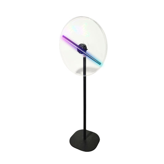 3D hologram fan for trade shows with cover front view not fully extended